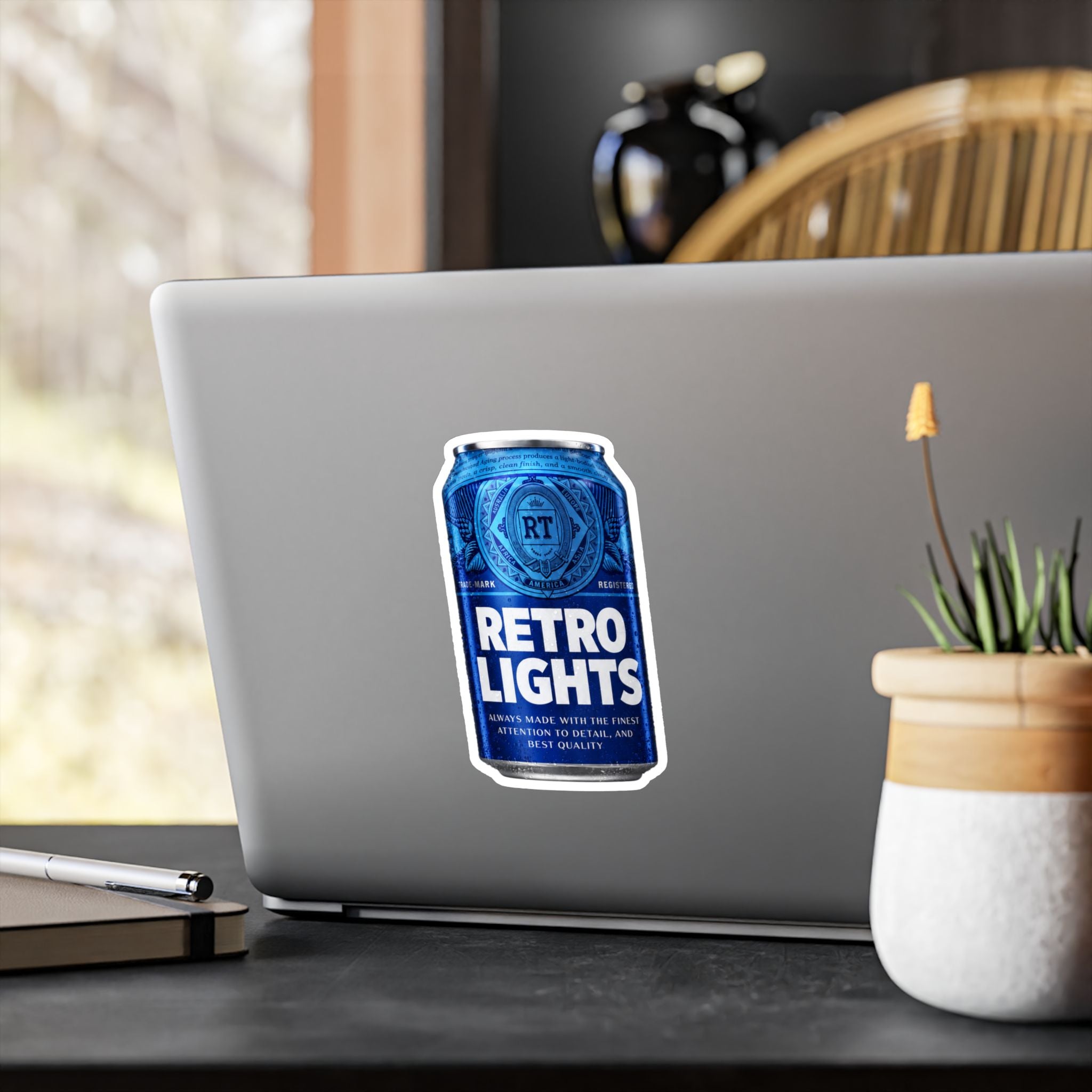 "That blue can beer company" Retro Lights Vinyl Sticker