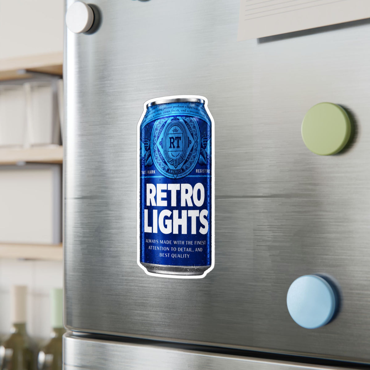 "That blue can beer company" Retro Lights Vinyl Sticker