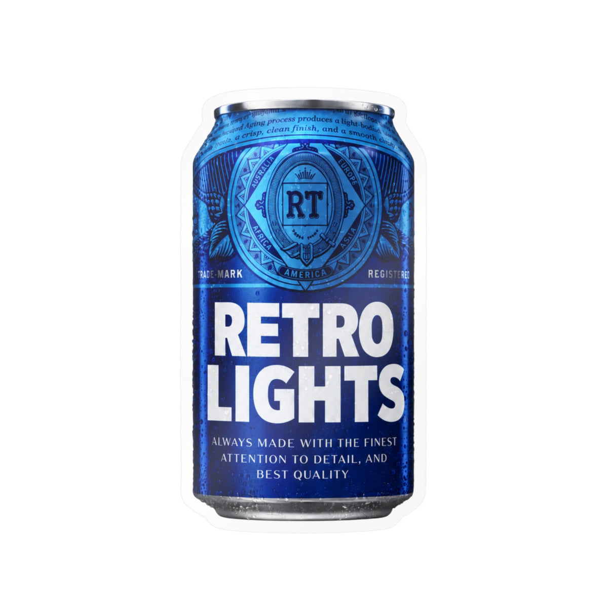 "That blue can beer company" Retro Lights Vinyl Sticker