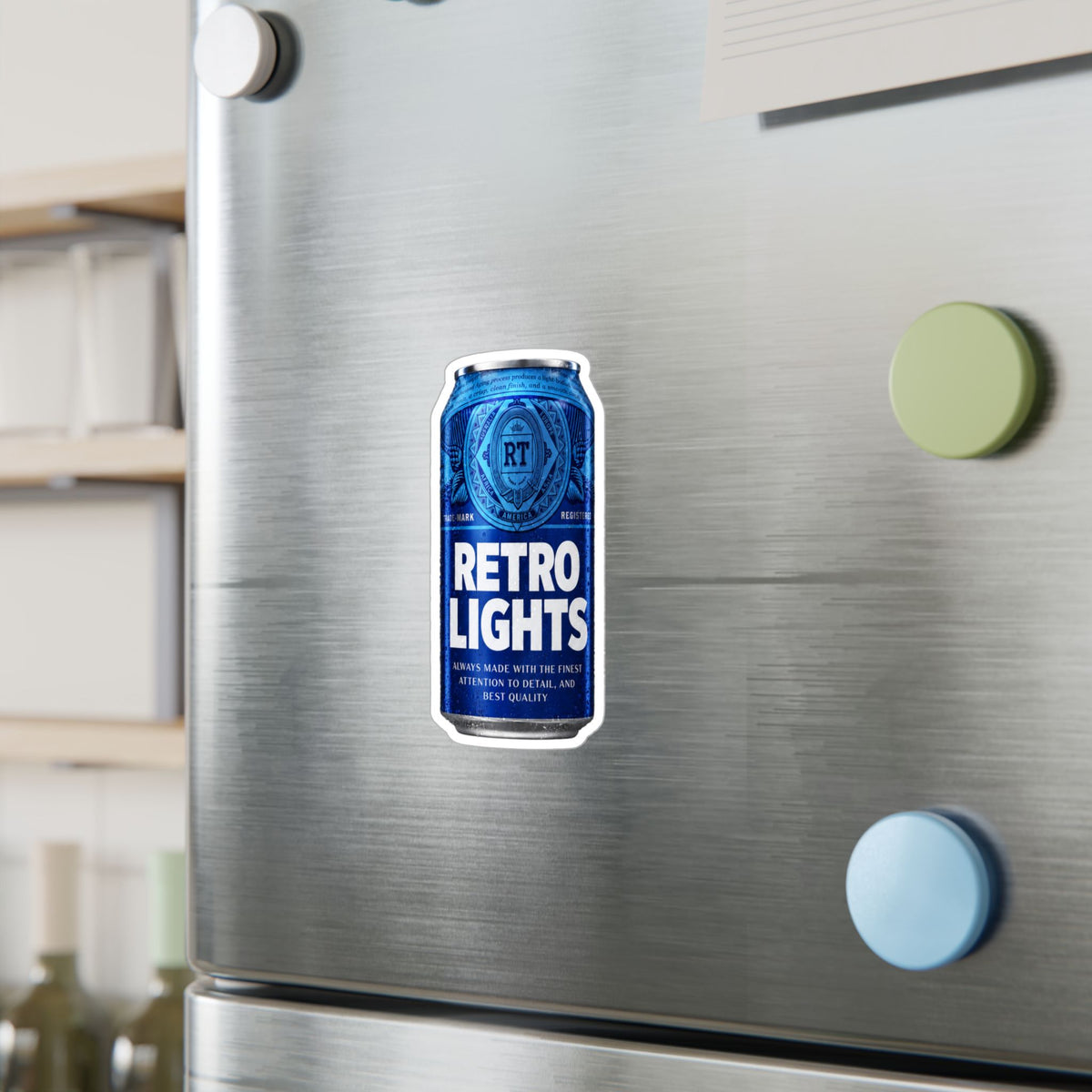 "That blue can beer company" Retro Lights Vinyl Sticker