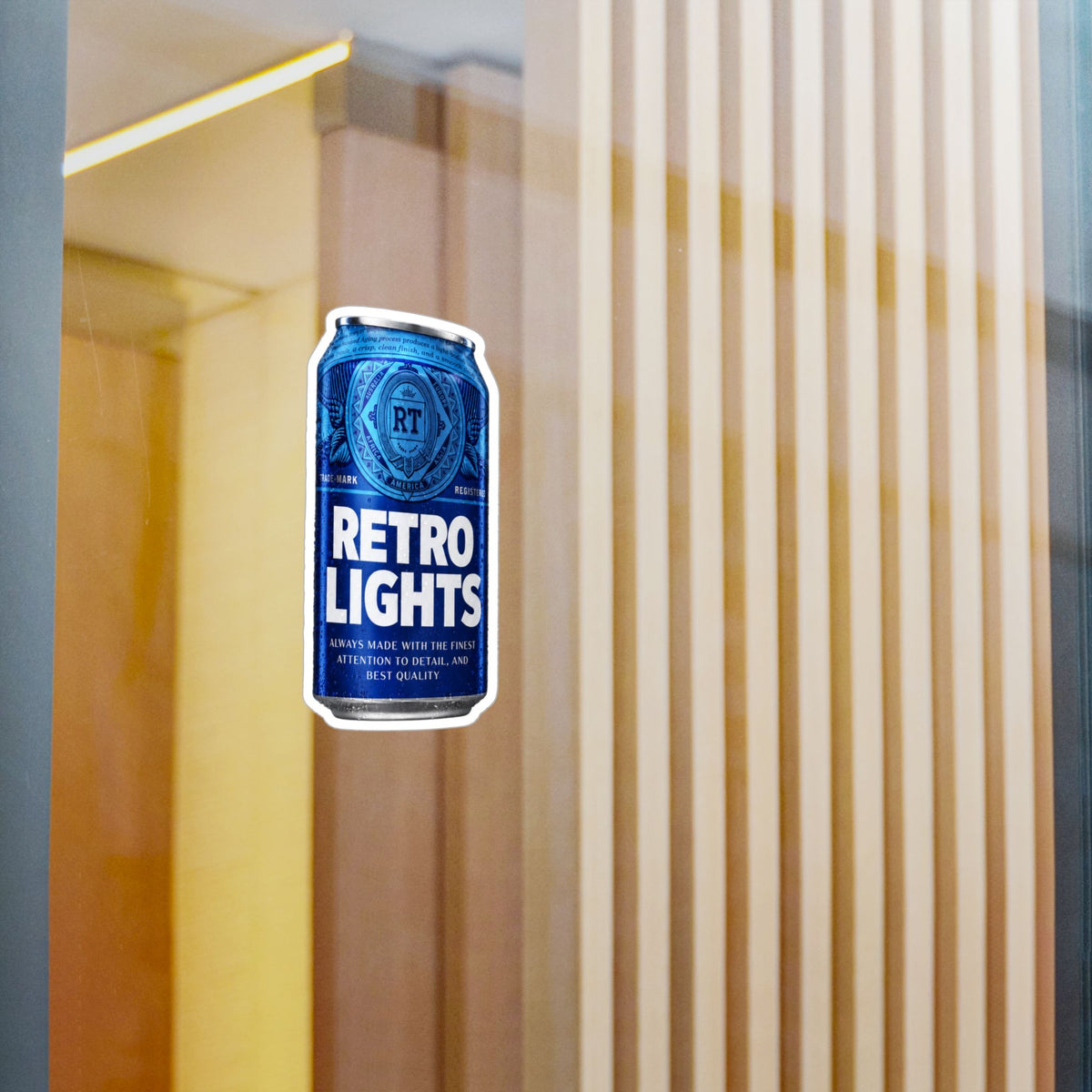 "That blue can beer company" Retro Lights Vinyl Sticker