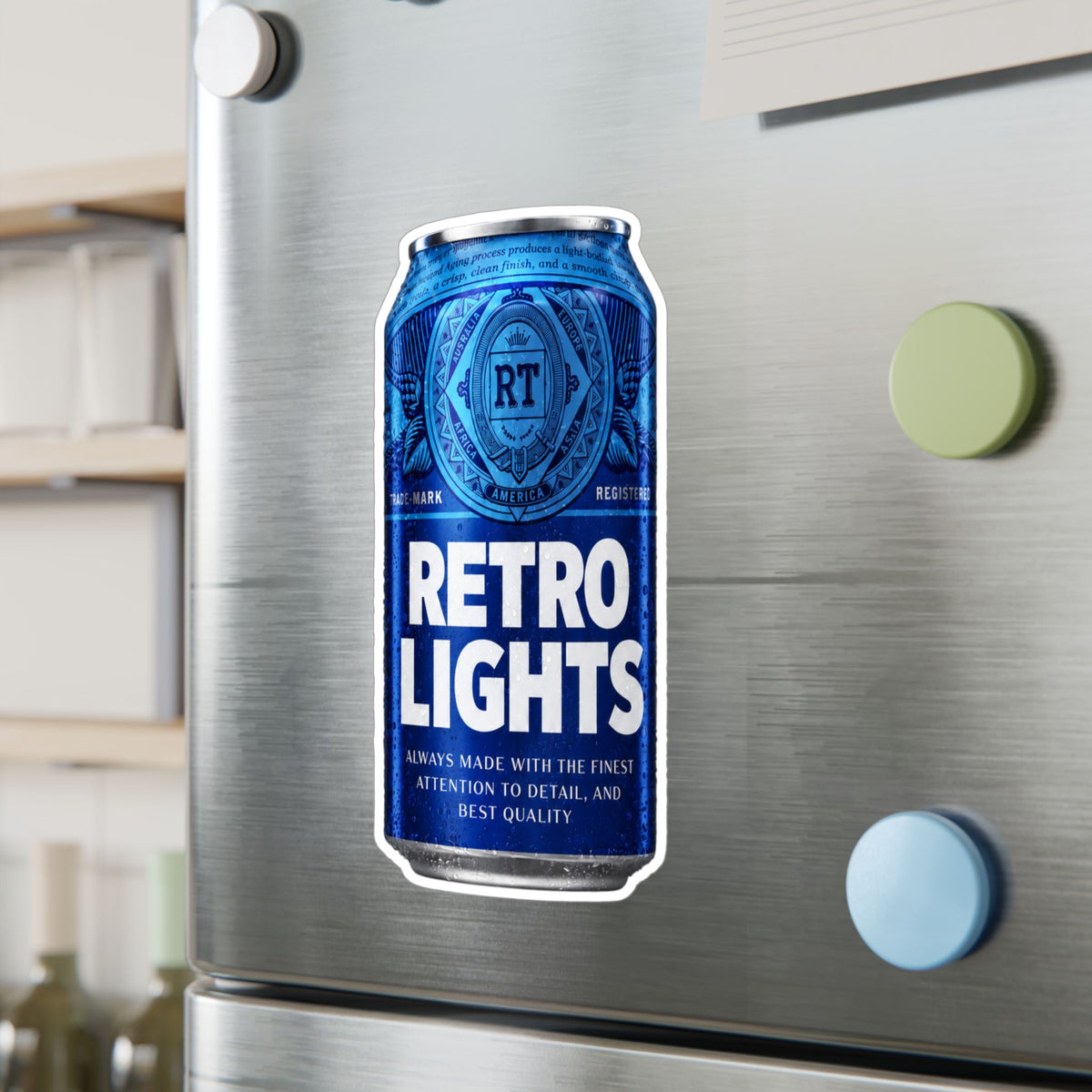 "That blue can beer company" Retro Lights Vinyl Sticker