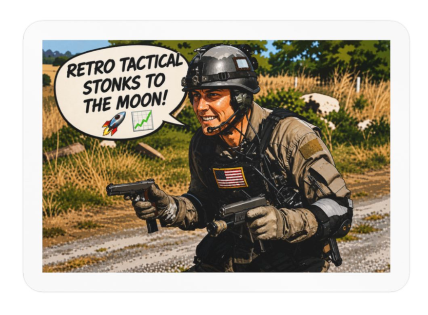 Retro Tactical Stonks to the Moon Vinyl Sticker
