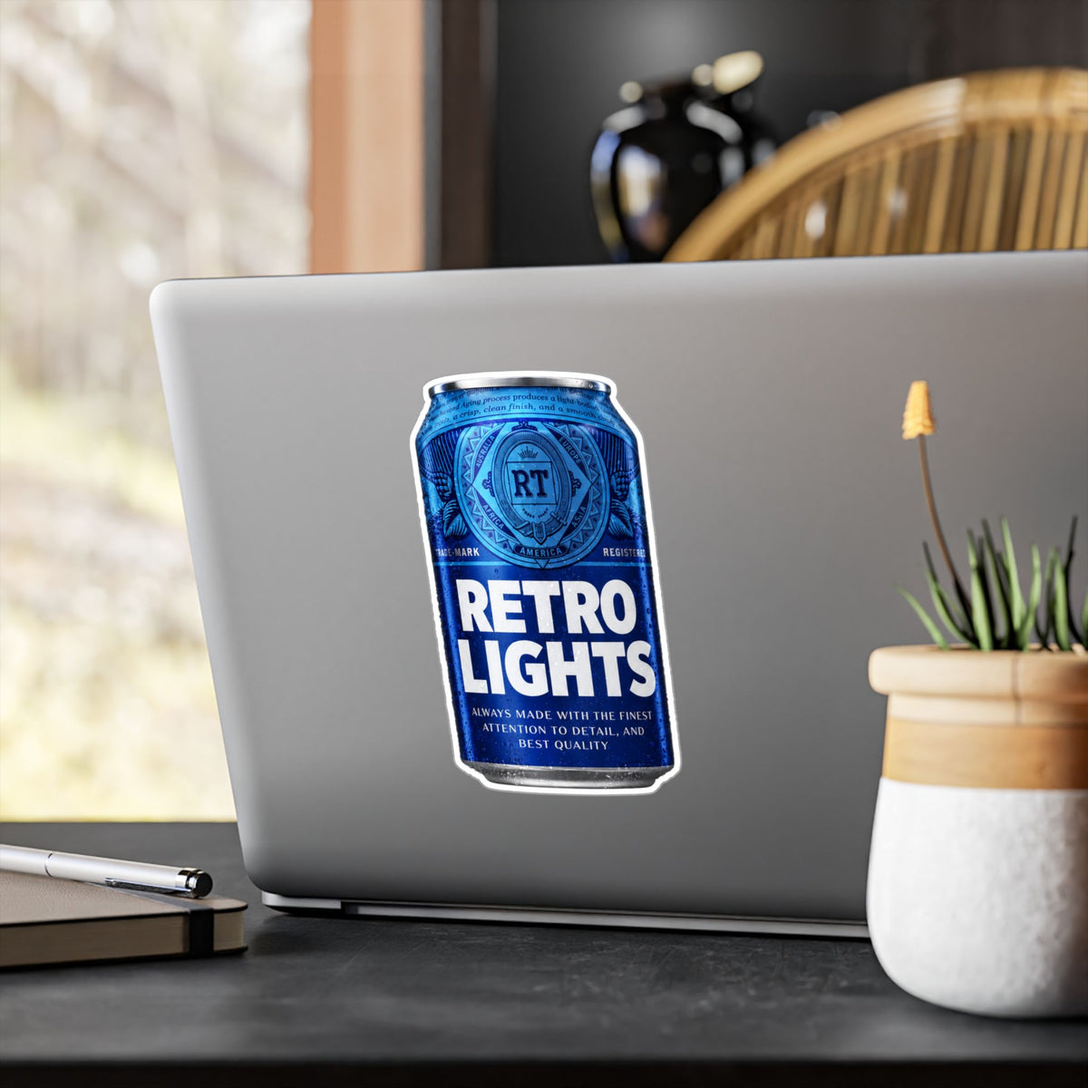 "That blue can beer company" Retro Lights Vinyl Sticker
