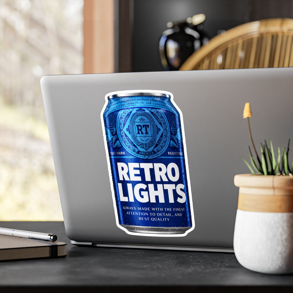 "That blue can beer company" Retro Lights Vinyl Sticker