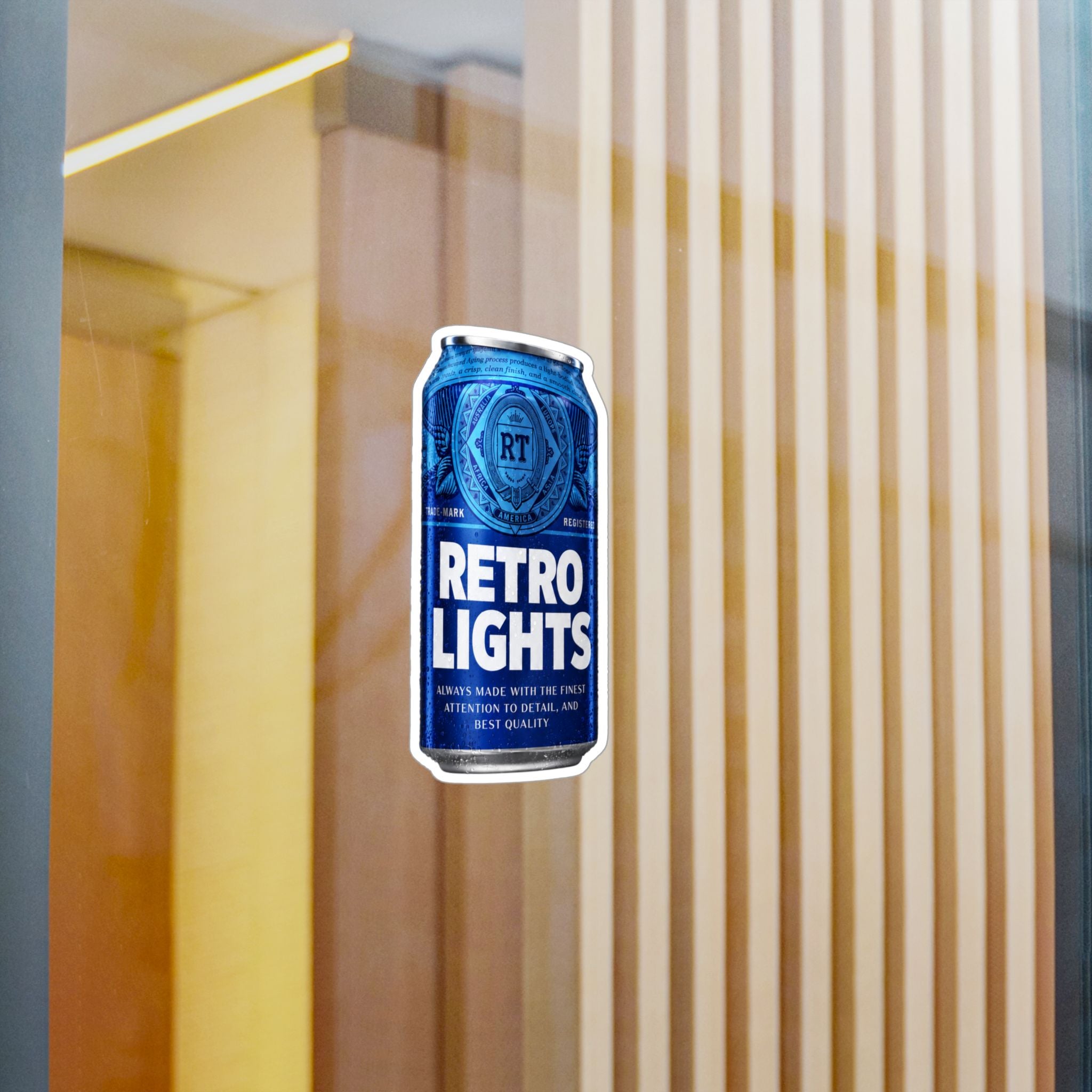 "That blue can beer company" Retro Lights Vinyl Sticker