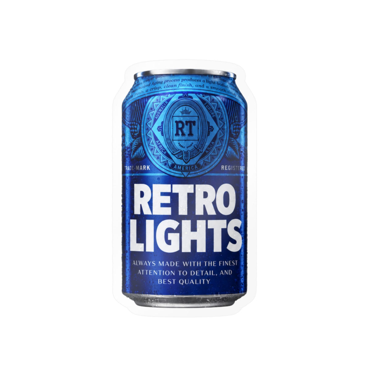 "That blue can beer company" Retro Lights Vinyl Sticker