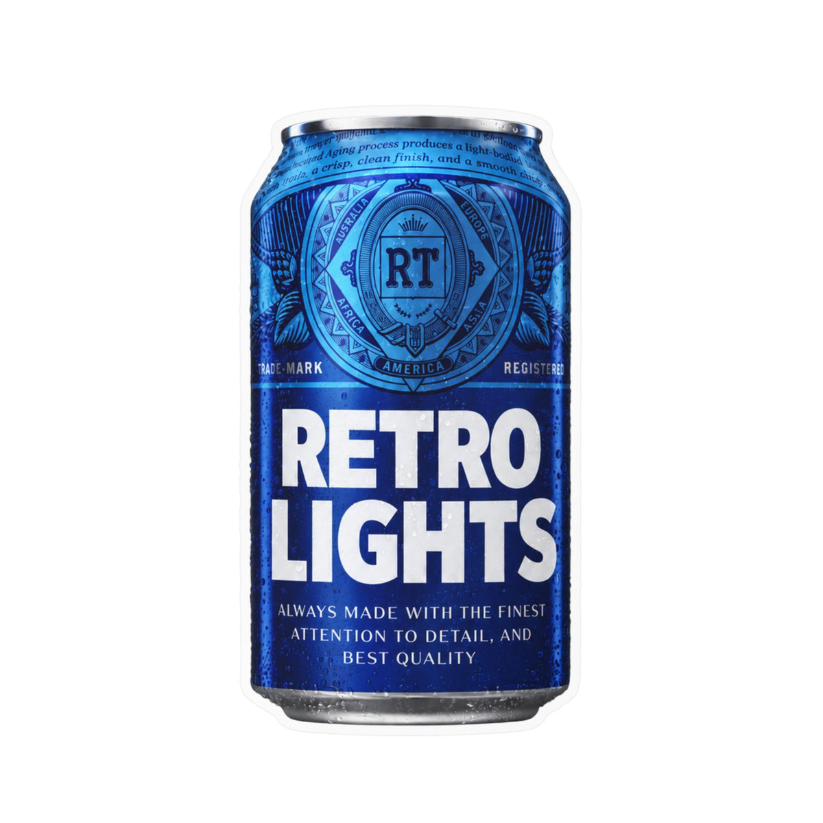 "That blue can beer company" Retro Lights Vinyl Sticker