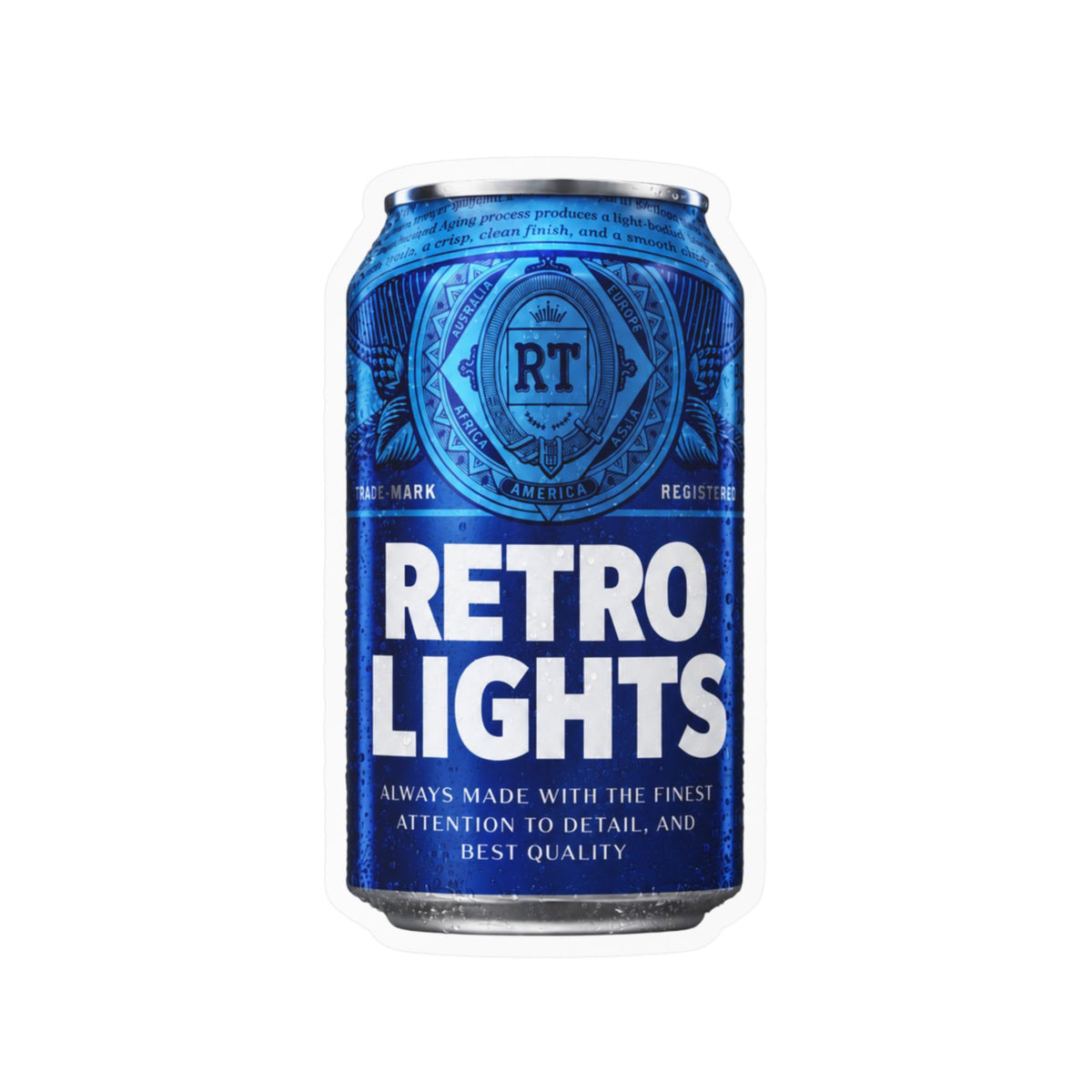"That blue can beer company" Retro Lights Vinyl Sticker