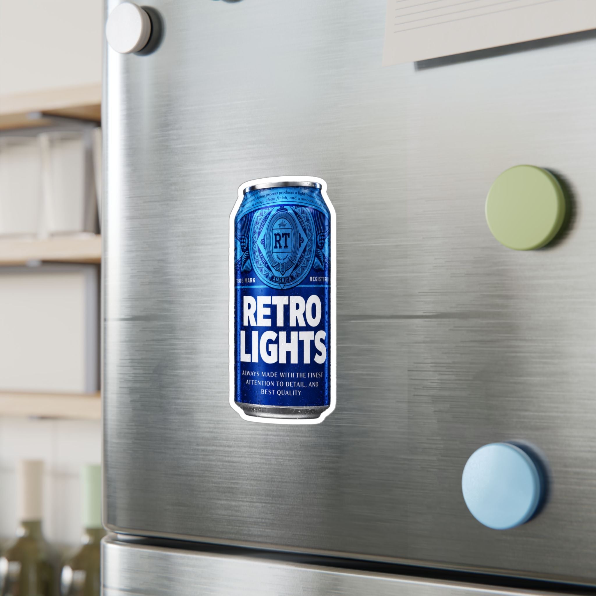 "That blue can beer company" Retro Lights Vinyl Sticker