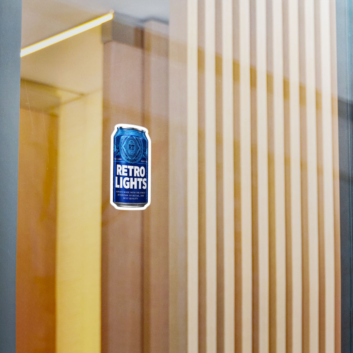 "That blue can beer company" Retro Lights Vinyl Sticker