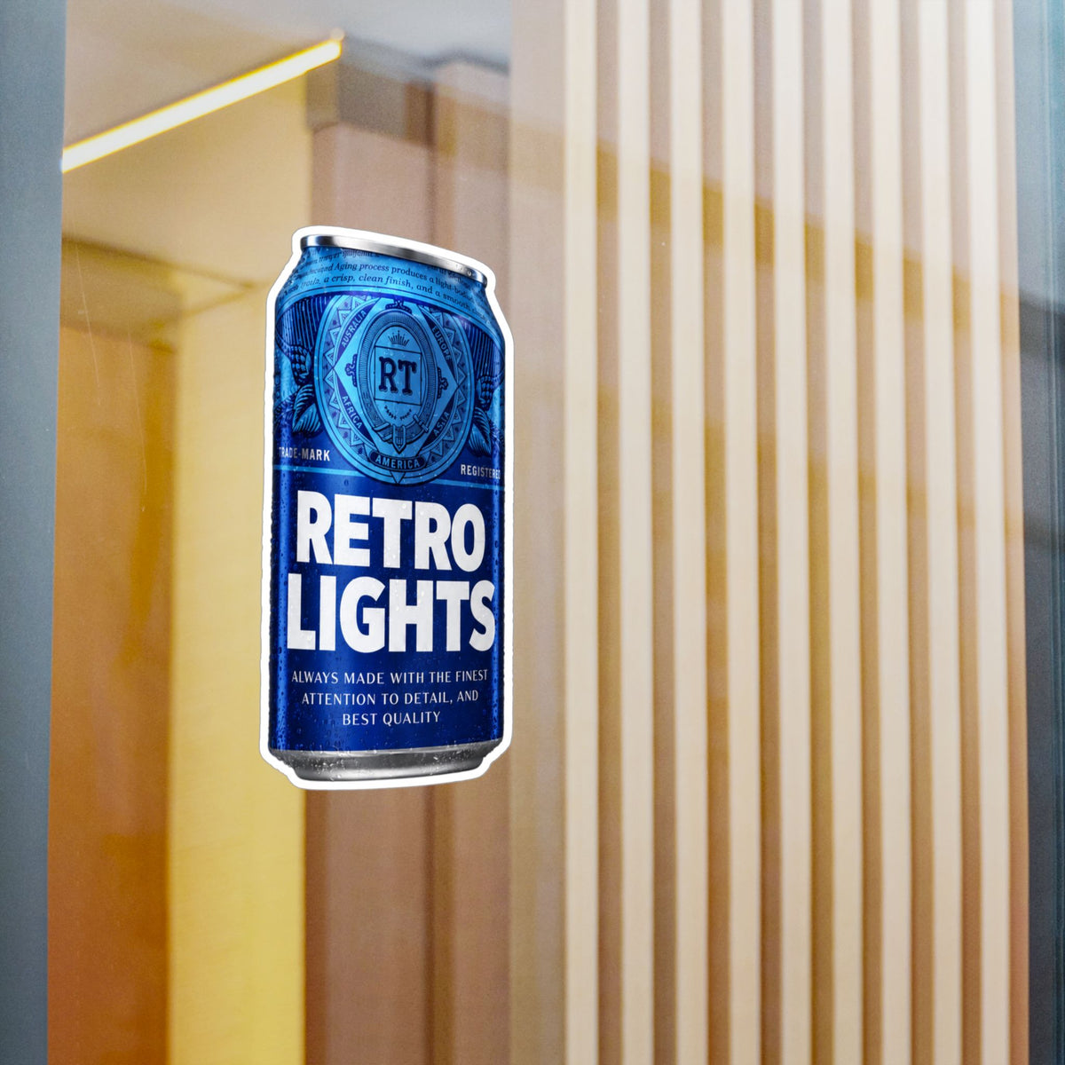 "That blue can beer company" Retro Lights Vinyl Sticker