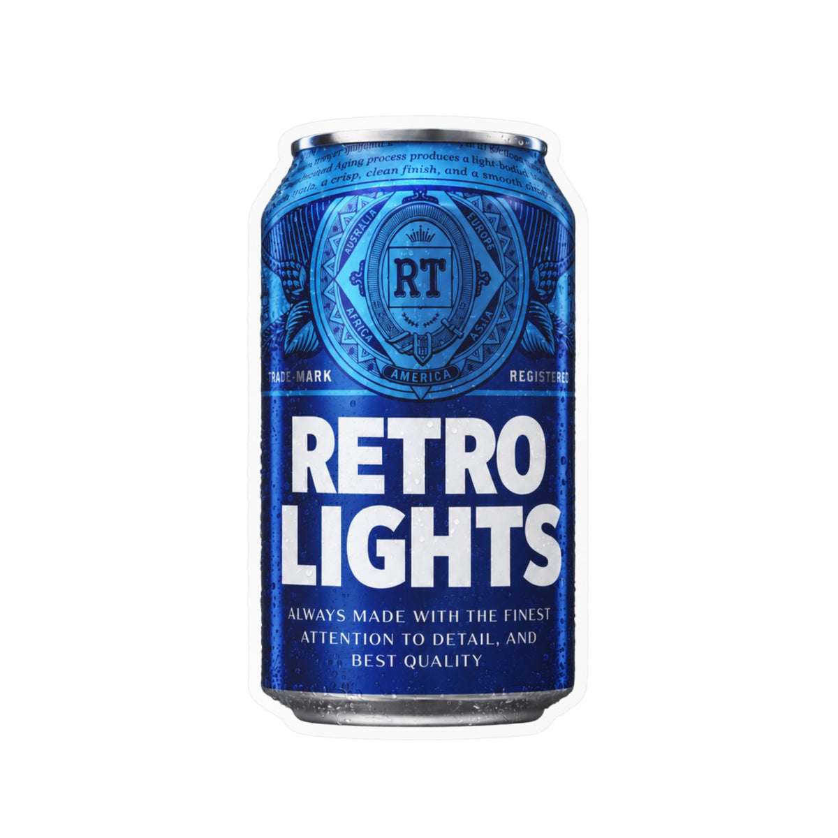 "That blue can beer company" Retro Lights Vinyl Sticker