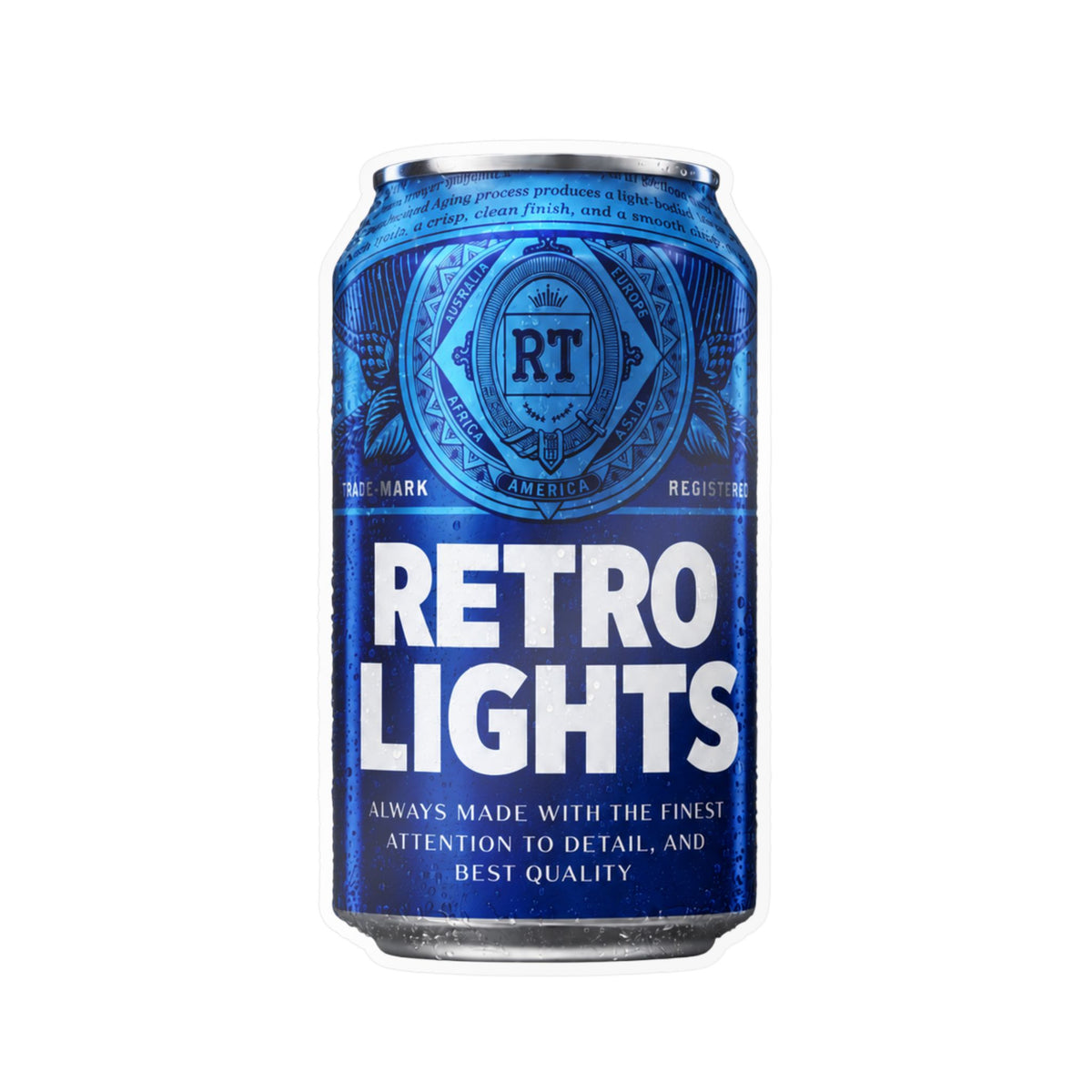 "That blue can beer company" Retro Lights Vinyl Sticker