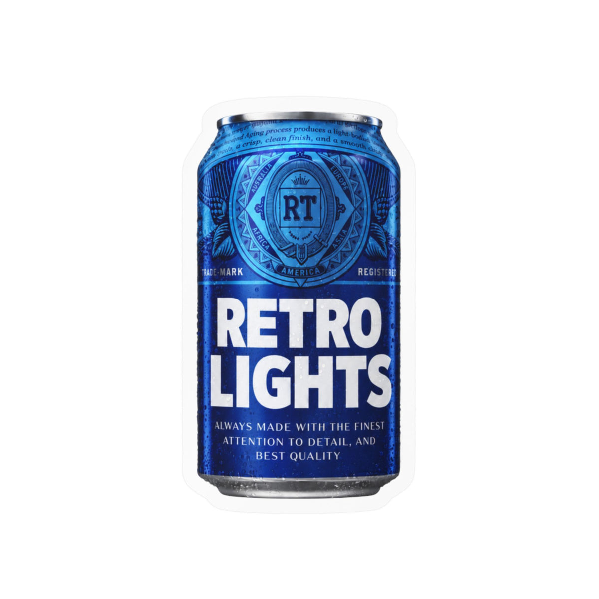 "That blue can beer company" Retro Lights Vinyl Sticker